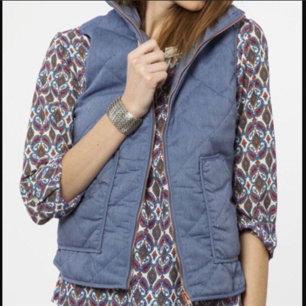 Peach Love California Blue Vest Rose Gold Zip S